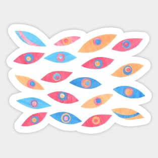 COLORFUL EYE SHAPE LEAF SHAPE WATERCOLOR CUTOUTS DESIGN Sticker